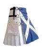 Scottish Flag Kilt Utility Kilt, White color for Male