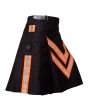 Black Firefighter Kilt For Men, Black color for Male