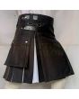 Black & White Box Pleated Hybrid Kilt, Black color for Male