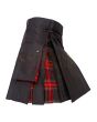 Black With Black Stewart Tartan Hybrid Kilt, Black color for Male