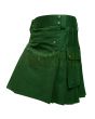 Scottish Heavy Cotton Olive Green Utility Kilt, Olive Green color for Male