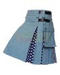 USA Flag Hybrid Kilt, Sky Blue color for Male
