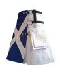 Scottish Flag Kilt Utility Kilt, White color for Male