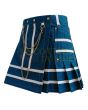 Navy Blue With White Women Utility Fashion Kilt, Navy Blue color for Female