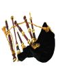 Black Velvet Bagpipe Set Brown & Gold Finish With Hard Case, Black color for Male