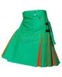 Green With Orange Hybrid Kilt, Green color for Male