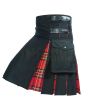Black With Royal Stewart Tartan Hybrid Kilt, Black color for Male