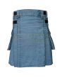 Blue Denim Deluxe Wash Kilt, Blue color for Male