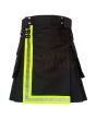 Premium Black Firefighter Utility Kilt For Men, Black color for Male