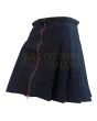 Black Denim Women Fashion Utility Kilt, Black color for Female