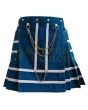 Navy Blue With White Women Utility Fashion Kilt, Navy Blue color for Female
