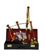 Black Velvet Bagpipe Set Brown & Gold Finish With Hard Case, Black color for Male