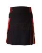 Rainbow Hybrid Box Pleated Kilt, Black color for Male