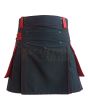 Red & Black Utility Hybrid Kilt, Black color for Male