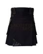 Black Utility Deluxe Fashion Kilt, Black color for Male