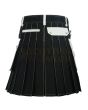 Black & White Utility Working Kilt, Black color for Male