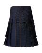 Black Denim Utility Working Kilt, Black color for Male