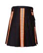 Black Firefighter Kilt For Men, Black color for Male