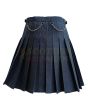 Black Denim Women Fashion Utility Kilt, Black color for Female