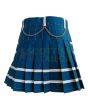Navy Blue With White Women Utility Fashion Kilt, Navy Blue color for Female
