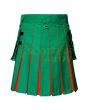 Green With Orange Hybrid Kilt, Green color for Male