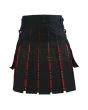 Black With Royal Stewart Tartan Hybrid Kilt, Black color for Male