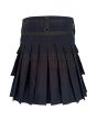 Black With Front Apron Fashion Hybrid Kilt, Black color for Male