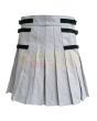 White Cow Leather Utility Kilt Without Pocket, White color for Male
