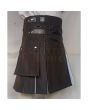 Black & White Box Pleated Hybrid Kilt, Black color for Male