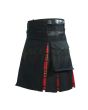 Black With Royal Stewart Tartan Hybrid Kilt, Black color for Male