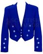 Royal Blue Prince Charlie Kilt Jacket With Vest, Blue color for Male
