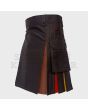 Bear Pride Box Pleated Hybrid Kilt, Black color for Male