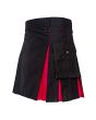 Black With Three Color Box Pleated Hybrid Kilt, Black color for Male