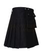 Black Utility kilt for Working Men, Black color for Male