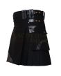 Black Utility Deluxe Fashion Kilt, Black color for Male
