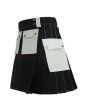 Black & White Utility Working Kilt, Black color for Male