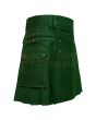 Scottish Heavy Cotton Olive Green Utility Kilt, Olive Green color for Male