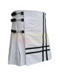 White Cow Leather Utility Kilt Without Pocket, White color for Male
