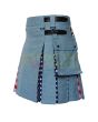 USA Flag Hybrid Kilt, Sky Blue color for Male