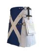Scottish Flag Kilt Utility Kilt, White color for Male