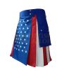 USA American Flag Kilt, Navy Blue color for Male