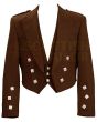 Brown Prince Charlie Kilt Jacket With Vest, Brown color for Male