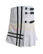 White Cow Leather Utility Kilt Without Pocket, White color for Male