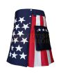 USA Flag Kilt, Navy Blue color for Male