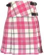 Women’s pink tartan wrap kilt with rust free buckles