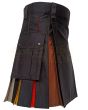 Bear Pride Box Pleated Hybrid Kilt, Black color for Male