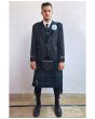Black Agyll Kilt Outfit With Black Watch Tartan Kilt, Black color for Male