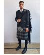 Black Argyll Kilt Outfit With Gray Watch Tartan Kilt, Black color for Male