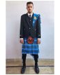 Black Agyll Kilt Outfit With Oklahoma Tartan Kilt, Black color for Male