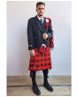Black Agyll Kilt Outfit With Wallace Red Tartan Kilt, Black color for Male